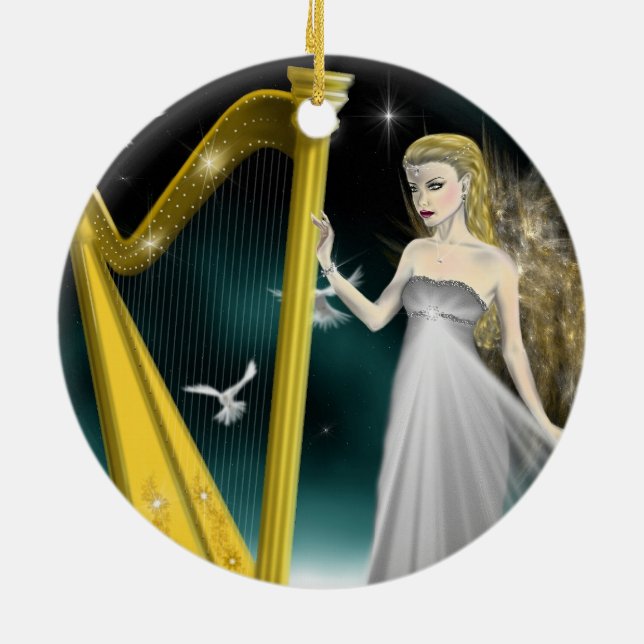 Silver and Gold Angel Circle Ornament (Back)