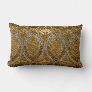 Silver And Gold Art Deco Pattern Lumbar Pillow