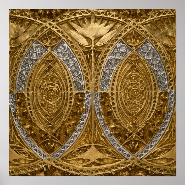 Silver And Gold Art Deco Pattern Poster (Front)