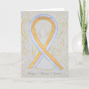 Silver and Gold Awareness Ribbon Greeting Card