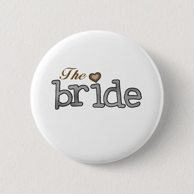 Silver and Gold Bride 2 Inch Round Button (Front)