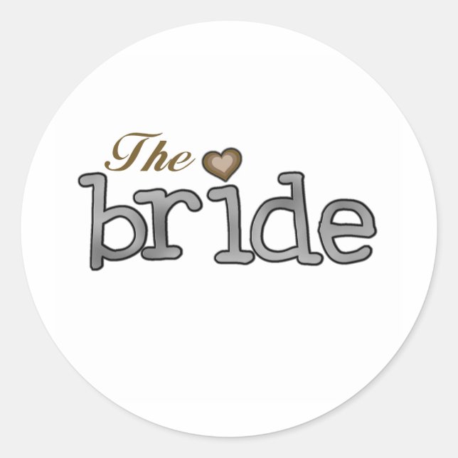 Silver and Gold Bride Classic Round Sticker (Front)