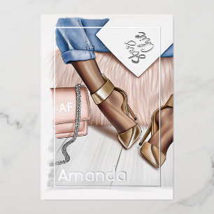 Silver and Gold Chic Birthday Party Foil Invitatio