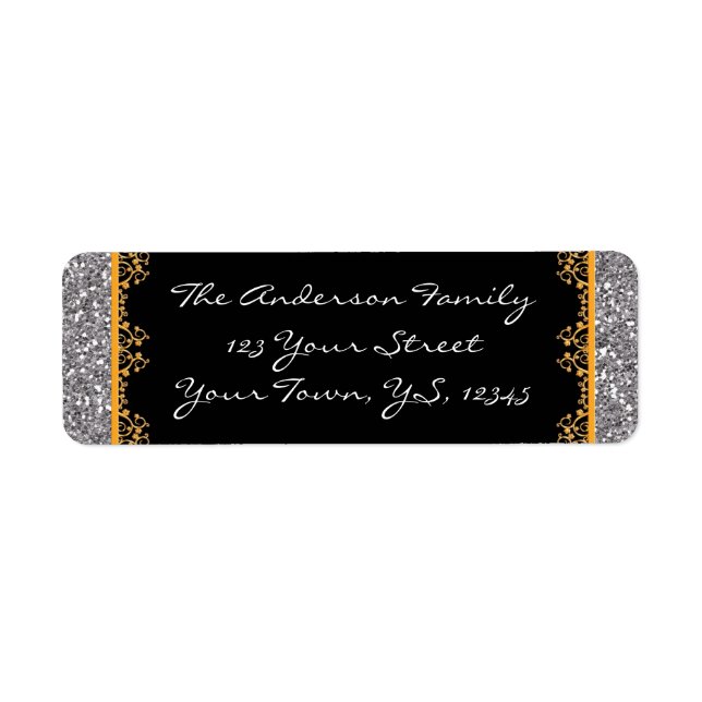 Silver and Gold Christmas Return Address Labels (Front)