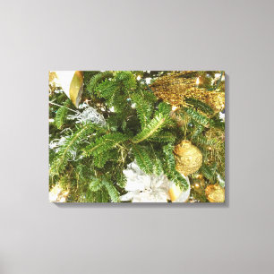Silver and Gold Christmas Tree I Holiday Canvas Print