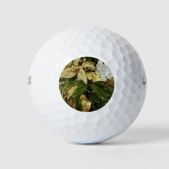Silver and Gold Christmas Tree II Holiday Golf Balls (Front)