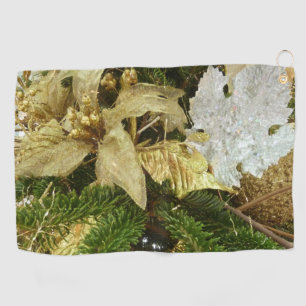 Silver and Gold Christmas Tree II Holiday Golf Towel