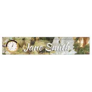Silver and Gold Christmas Tree II Holiday Nameplate