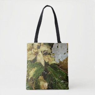 Silver and Gold Christmas Tree II Holiday Tote Bag