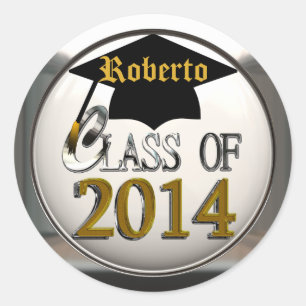 Silver And Gold Class Of 2014 Graduation Stickers