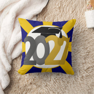 Silver and Gold Class of 2027 Photo Graduation Throw Pillow