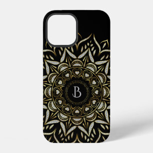 Silver and gold faux glitter mandala design iPhone 12 case