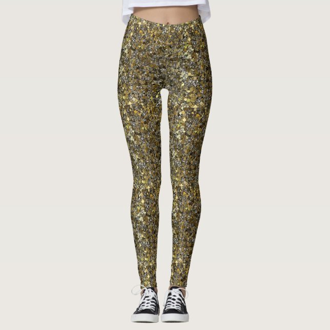 Silver and Gold Glitter-LEGGINGS Leggings (Front)
