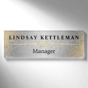 Silver and Gold Glitter Name Tag
