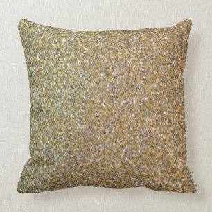 "SILVER AND GOLD" Grey Silver Brown Gold Abstract Throw Pillow