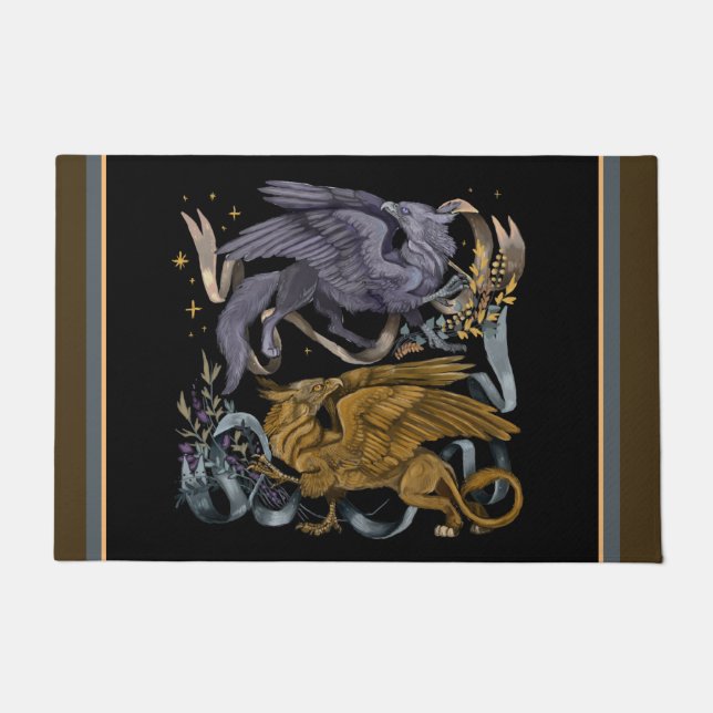 Silver and Gold Gryphon  Doormat (Front)