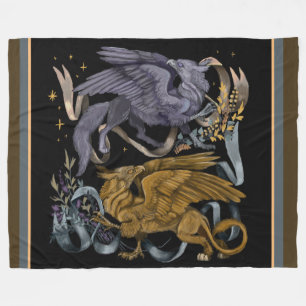 Silver and Gold Gryphon  Fleece Blanket