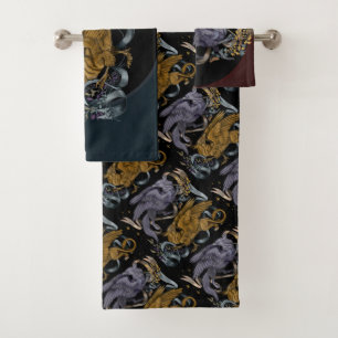 Silver and Gold Gryphon Pattern Bath Towel Set