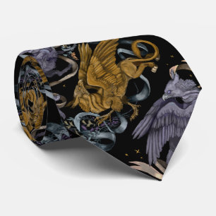 Silver and Gold Gryphon Pattern Tie