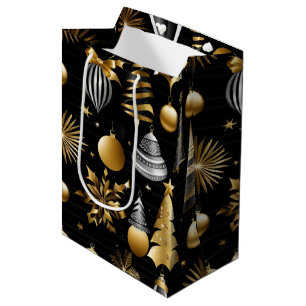 Silver And Gold Holiday Ornaments Medium Gift Bag