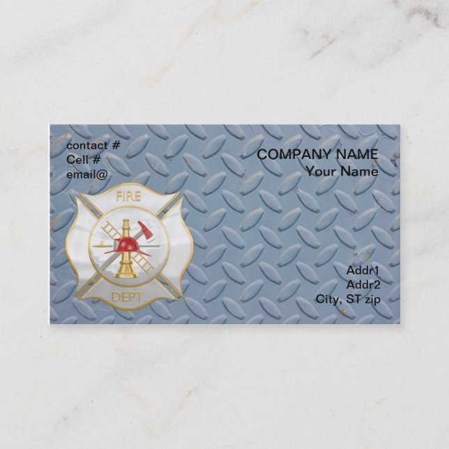 Silver and gold maltese  firefighting cross business card (Front)