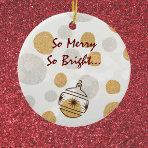 Silver and Gold Merry Ceramic Ornament