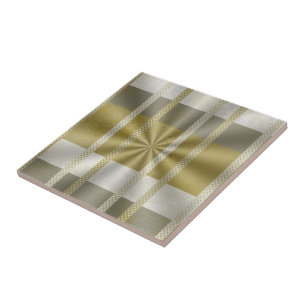 Silver and Gold metallic abstract pattern Tile