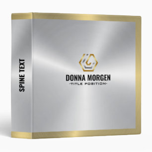 Silver and gold metallic texture 3 ring binder