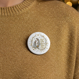 Silver and gold nativity Christmas 3 Inch Round Button