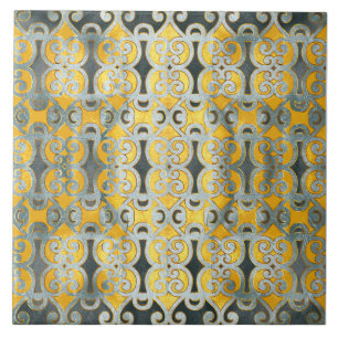 Silver and gold, ornamental, elegant pattern tile