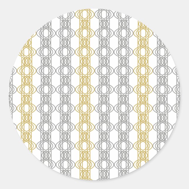 Silver and Gold Pattern Classic Round Sticker (Front)