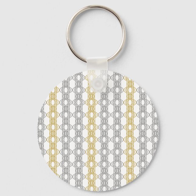 Silver and Gold Pattern Keychain (Front)