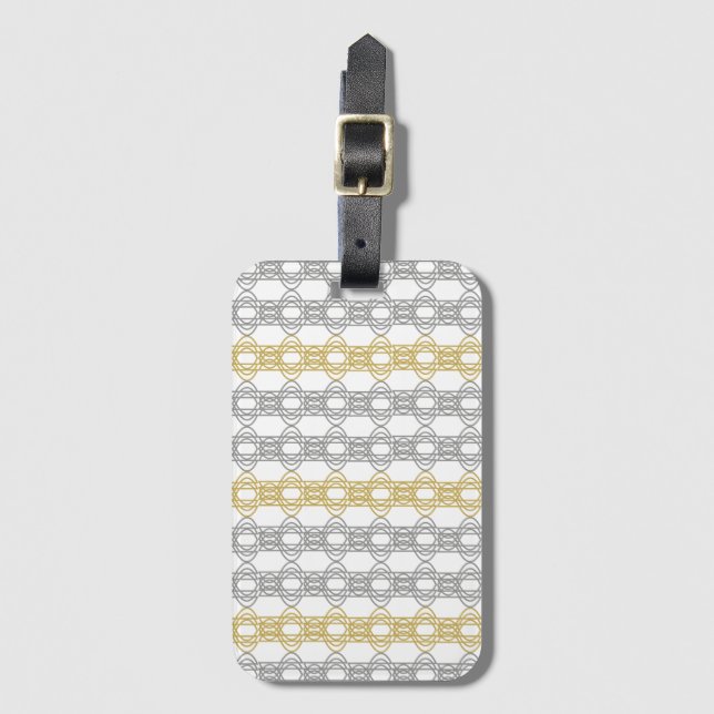 Silver and Gold Pattern Luggage Tag (Front Vertical)