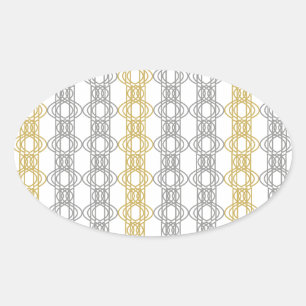 Silver and Gold Pattern Oval Sticker