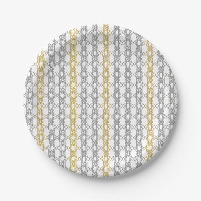 Silver and Gold Pattern Paper Plate (Front)
