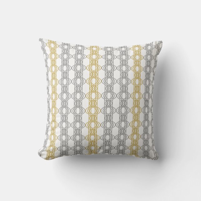 Silver and Gold Pattern Throw Pillow (Front)