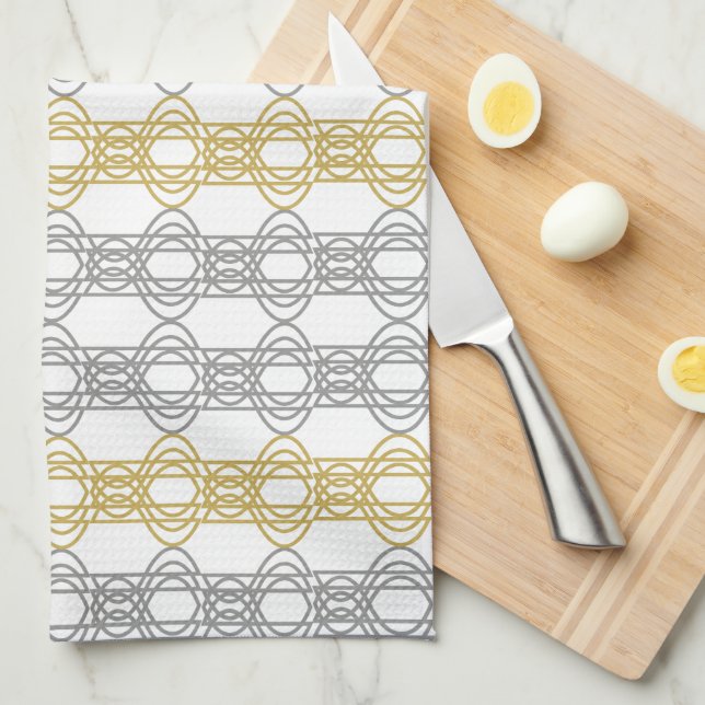Silver and Gold Pattern Towel (Quarter Fold)