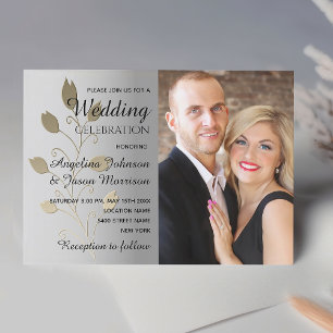 Silver and Gold Photo Wedding Invitation