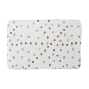 Silver and Gold Polka Dots Bath Mat