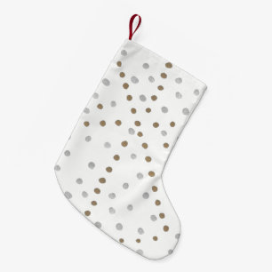 Silver and Gold Polka Dots Small Christmas Stocking