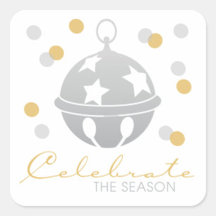 Silver and Gold Sleigh Bell Holiday Stickers