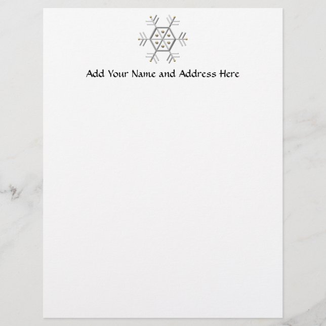Silver and Gold Snowflake #2 Letterhead (Front)