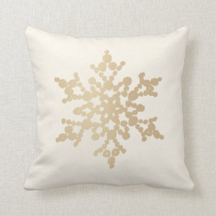 Silver and Gold Snowflake Christmas Throw Pillow