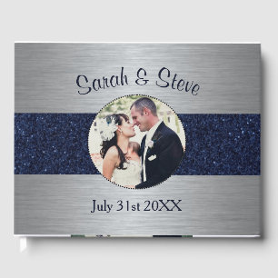 Silver and Gold Sparkle Photo Wedding Guest Book
