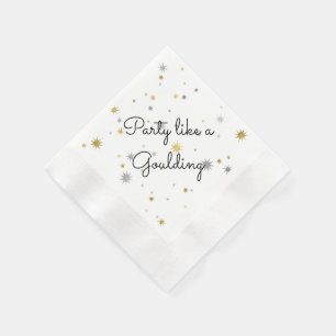 Silver and Gold Starburst New Year Custom Party Napkin