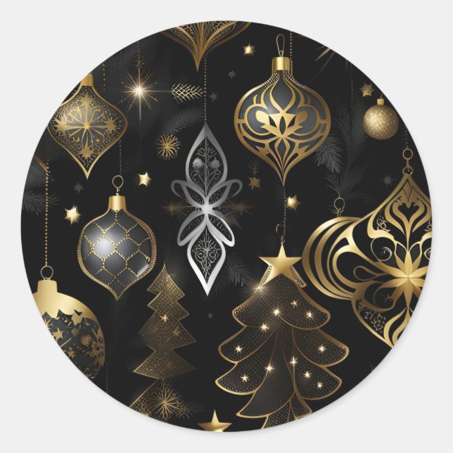 Silver And Gold Traditional Ornaments  Classic Round Sticker (Front)