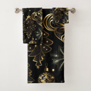 Silver And Gold Traditional Ornaments Pattern Bath Towel Set