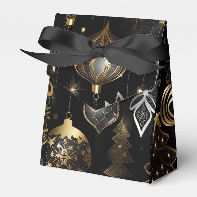 Silver And Gold Traditional Ornaments Tent Favor Box (Front Side)