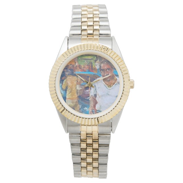 silver and gold two-tone bracelet watch (Front)