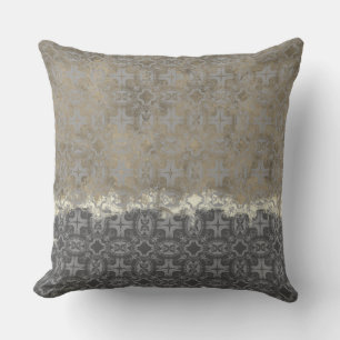 Silver and Gold Vintage Pattern Outdoor Pillow